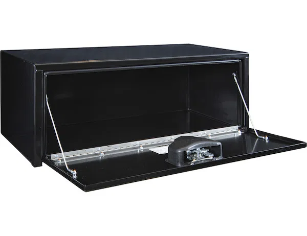 1703305 – BUYERS PROD Tool Box, Underbody 1 Recessed Drop Door Smooth Gloss Black Steel 36 Inch Length x 16 Inch Widt...